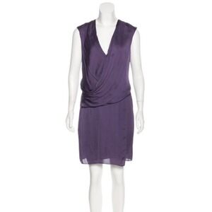 HELMUT by Helmut Lang Draped V Neck Sleeveless Purple Drape Shirting Dress S